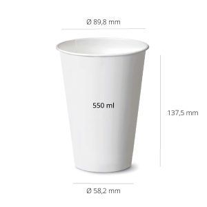Cardboard Cup 550ml Hot Beverage 16oz Single Wall - 1000 pcs.