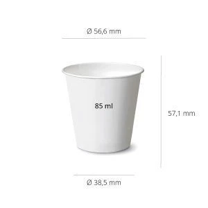 Gobelet en carton biologique 85ml boisson chaude 3oz compostable - 2000 pcs.