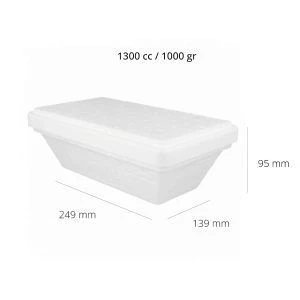Envase Isotérmico de Porexpan con Película 1300cc - 80 uds