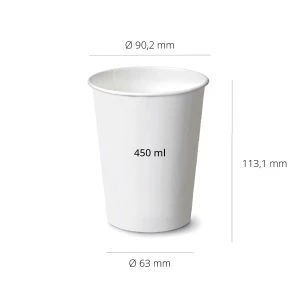 Gobelet en carton biologique 450ml Boisson chaude 12oz Compostable - 1000 pcs.