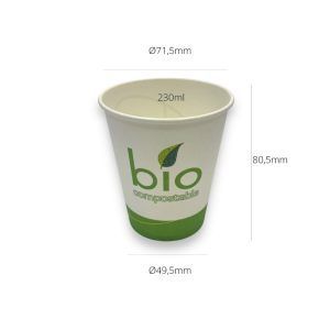 Gobelet en carton BIO 230ml Boisson chaude 6oz Compostable Bio compostable - 1000 pcs.
