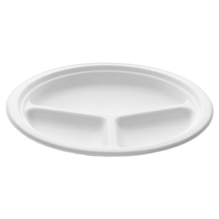 Compostable Cellulose Pulp Dish 3 Compartments L Ø26cm - 500 pcs.