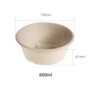Bol en pulpe de canne à sucre compostable Nature 600ml - Ø15,5cm - 300 pcs.