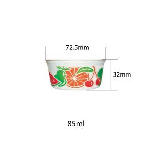 Swisspack Pot en plastique blanc graphique fruits 85ml - 1400 pcs.