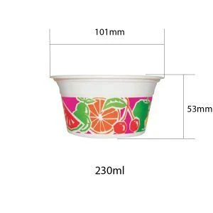 Swisspack Pot en plastique rose graphique fruits 230ml - 1000 unités