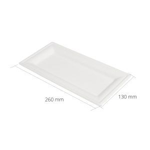 Assiette rectangulaire en pâte à papier compostable 26x13 cm - 500 pcs.